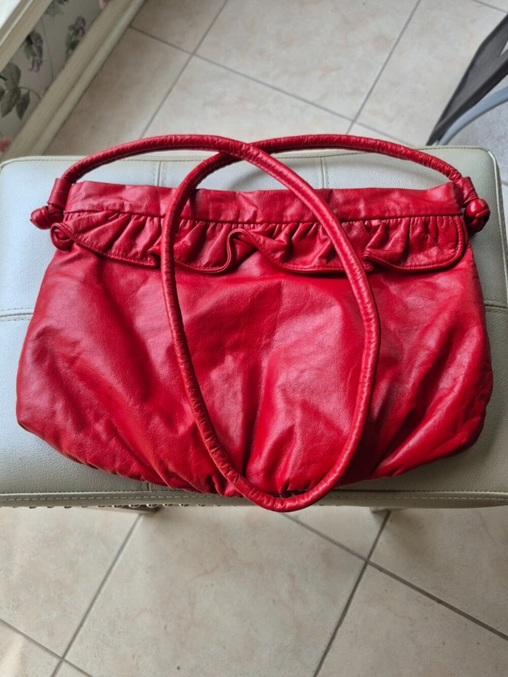 Letisse Red Leather Crossbody Shoulder Bag Purse Like New